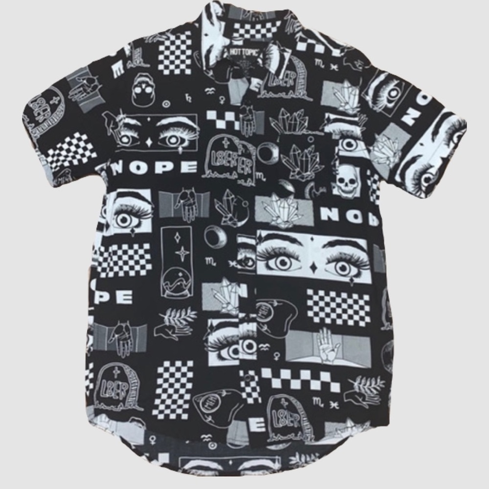 Multi design black and white button up